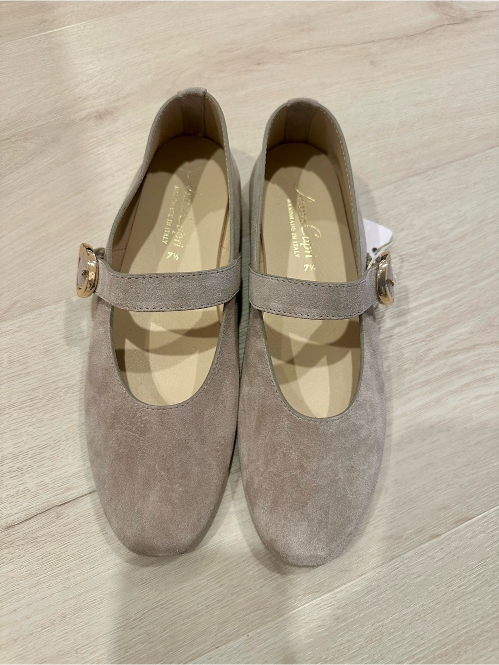Italian Shoe Anna Capri Tan Suede MaryJane Ballet Flats - Picture 2 of 8